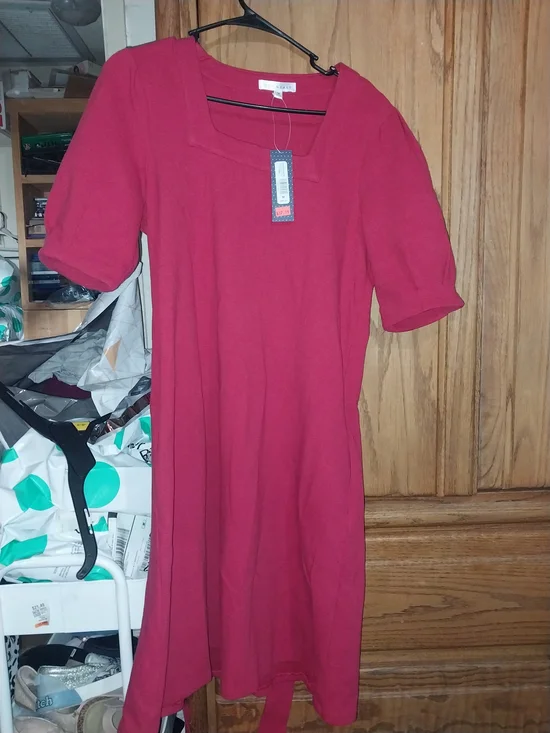 DownEast | Dresses | Square Neck Puff Sleeve Mini Dress In Raspberry ...